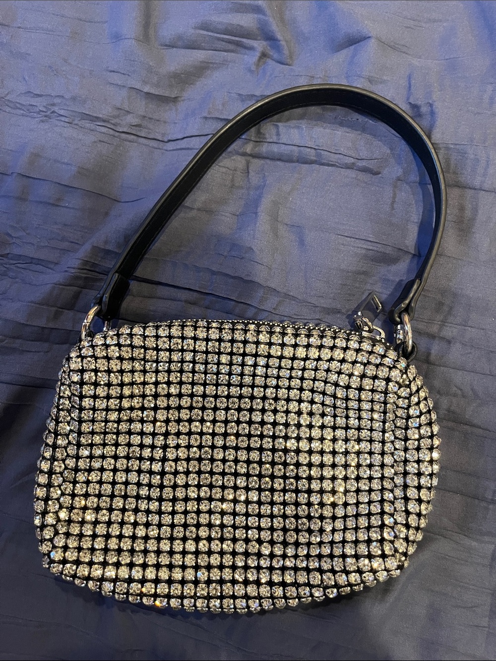 Embellished Mini Shoulder Bag - Black Crystal